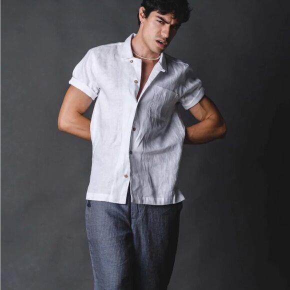 Claude Tulum Other - Claude Tulum Cameron 100% Linen Shirt in Beige Size S